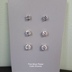 NWOT Cubic Zirconia earrings ✨ Set of 3 (6 earrings total)